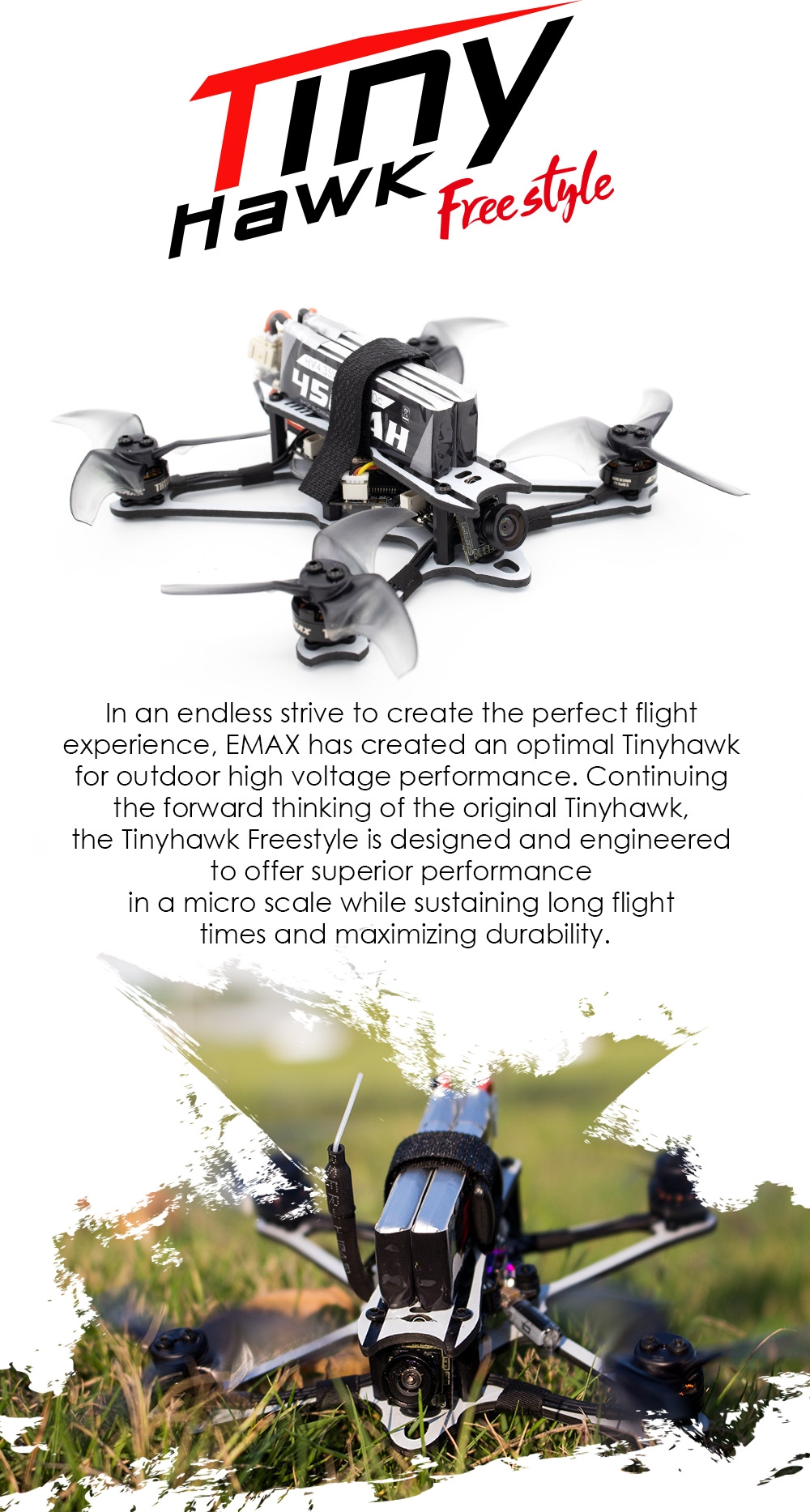 20% OFF for EMAX Tinyhawk Freestyle 115mm 2.5inch F4 5A ESC FPV Racing RC Drone BNF Version