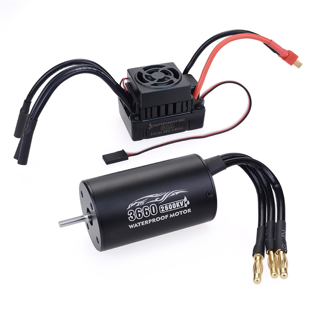 Surpass Hobby 3660 Waterproof 4Pole￠3.175mm Unsensed Brushless RC Car Motor+60A ESC For 1/8/10 Vehicle Models