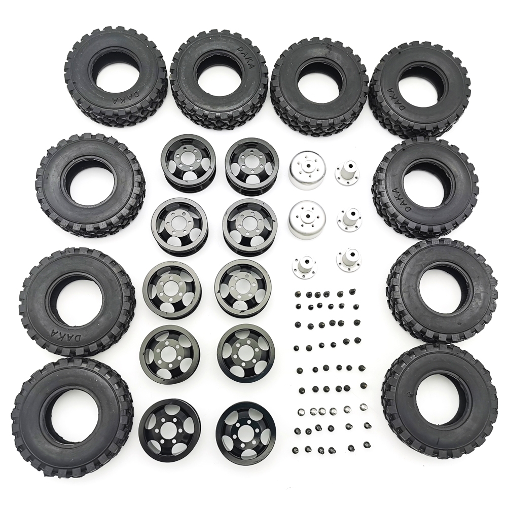 WPL 6X6 Double RC Car Wheel Tire For WPL B16 B36 JJRC Q60 Q63 Q64 Vehicle Models Black