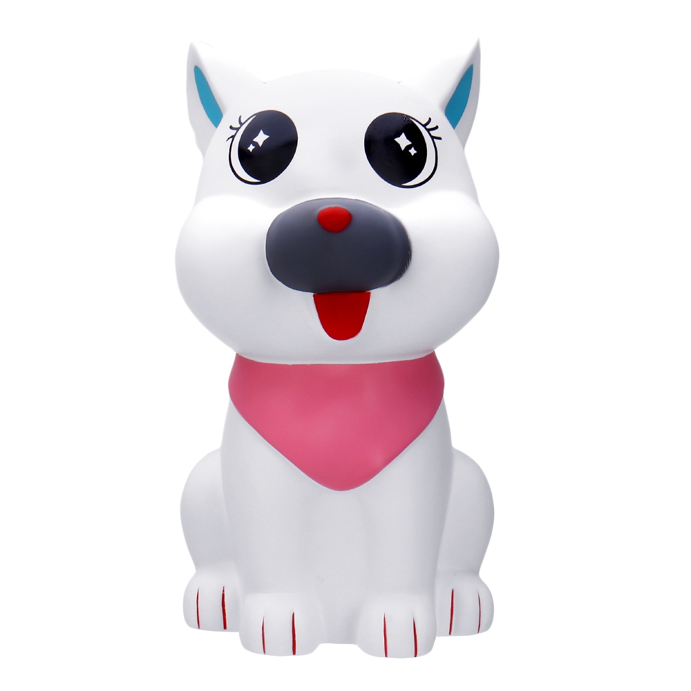 29cm Giant White Scarf Dog Squishy Slow Rebound Decompression Simulation Toy with Bag Packaging