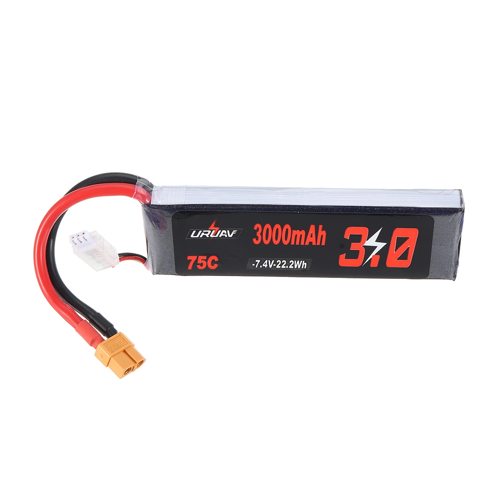 URUAV 7.4V 3000mAh 75C 2S Lipo Battery XT60 Plug for RC Drone RC Car