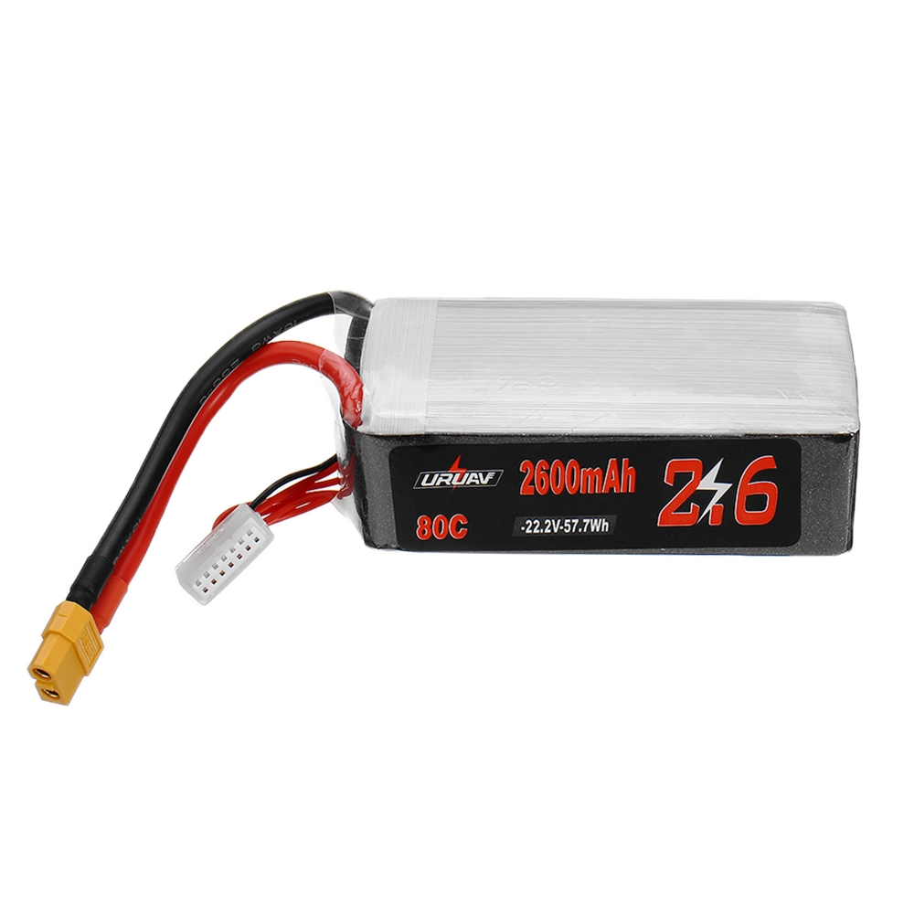 URUAV 22.2V 2600mAh 80C 6S Lipo Battery XT60 Plug for Align 500 RC Helicopter