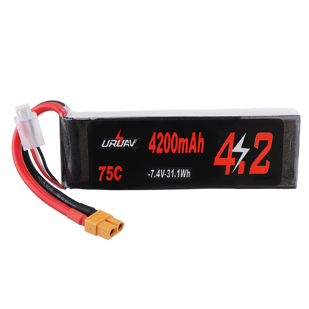 URUAV 7.4V 4200mAh 75C 2S Lipo Battery XT60 Plug for RC Racing Drone RC Car