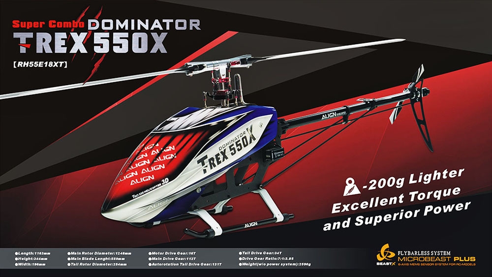 ALIGN DONINATOR T-REX 550X 6CH 3D Flying RC Helicopter Super Combo With Motor Servo ESC Gyro'
