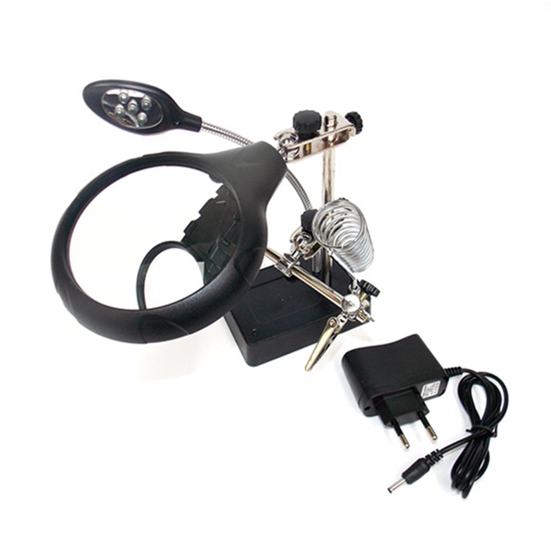 Magnifier Soldering Iron Frame Kit With 3 Lens Magnifying Glass LED Light for Drones Model DIY