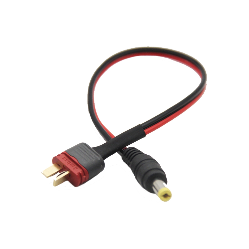 Amass 200mm T Male Connector to Male DC 5.5X 2.1mm Adapter Power Cable For FPV Goggles Battery
