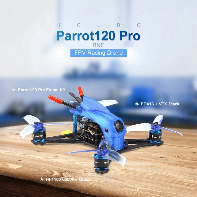 HGLRC Parrot120 Pro 120mm F4 Toothpick FPV Racing Drone PNP BNF w/ 1106 Motor Caddx.us Turbo Eos2