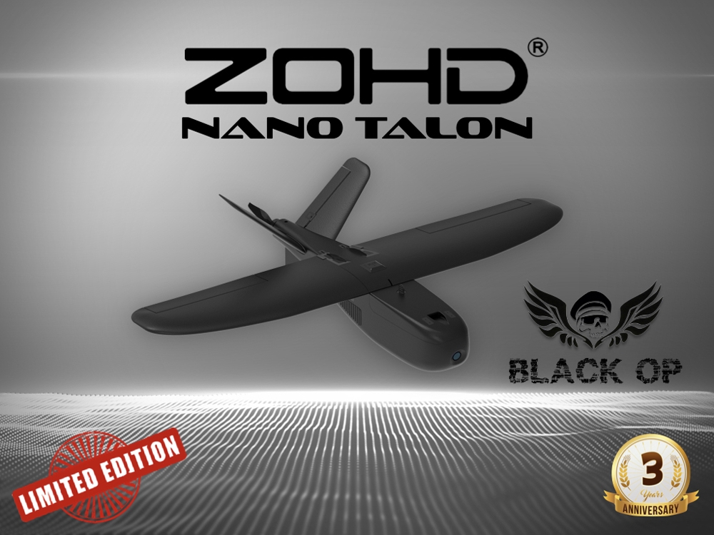 ZOHD Nano Talon Black OP 860mm Wingspan AIO V-Tail EPP FPV Wing RC Airplane PNP Limited Edition
