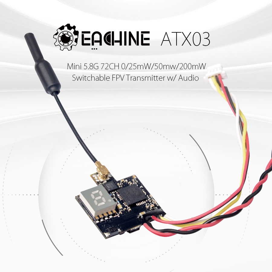 Eachine ATX03 Mini 5.8G 72CH 0/25mW/50mw/200mW Switchable FPV Transmitter w/ Audio for RC Drone
