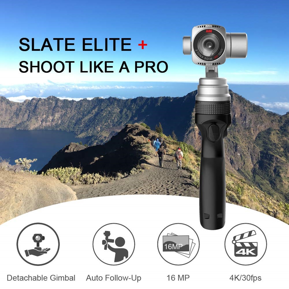 AEE Slate Elite Plus 3 Axis Handheld Gimbal 4K Wifi 80 Degree Camera Auto Follow Stabilizer Smartphone