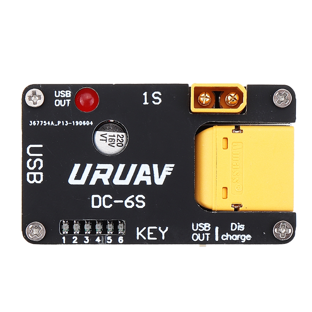 2 in 1 URUAV DC-6S 5-12V Battery Charger Discharger XT60/30/PH2.0 Plug USB Output for 1-6S Battery