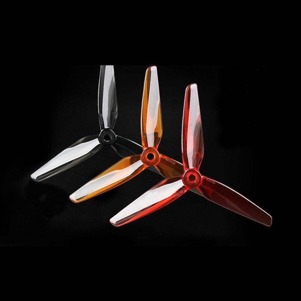 5 Pairs T-Motor T5150 5 Inch 3 Blade Propeller Transparent Gray/Red POPO Compatible for RC Drone FPV Racing Multi Rotors