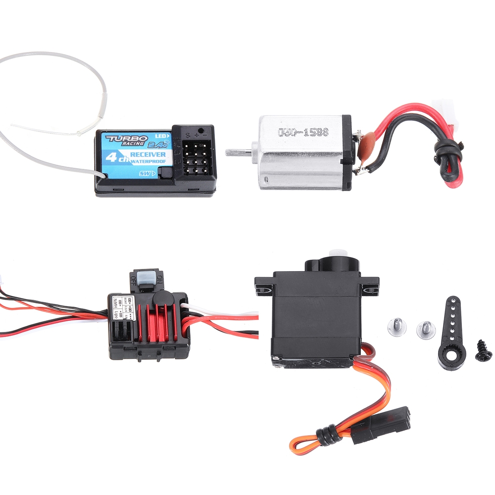 Mini RC Car Receiver+Motor+ESC+Servo for URUAV 1/24 4WD 2.4G Crawler Model Vehicle Waterproof RTR Parts