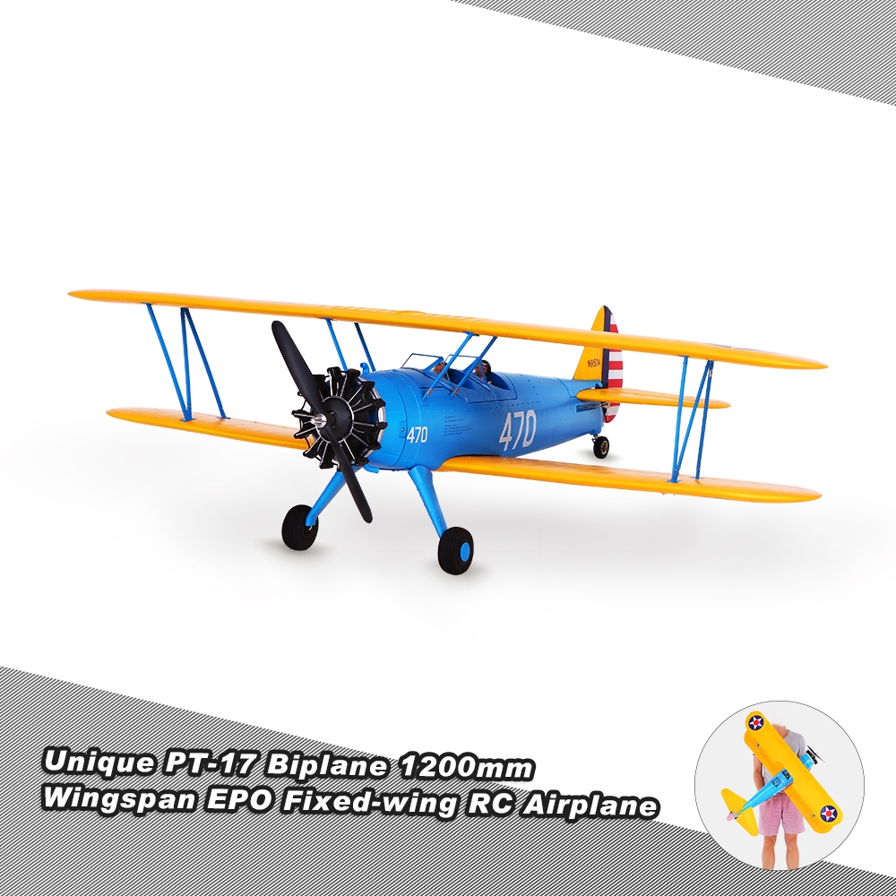 Hookll PT-17 Biplane 1200mm Wingspan EPO RC Airplane KIT/PNP Scaled Fixed-wing Zoomed Aircraft