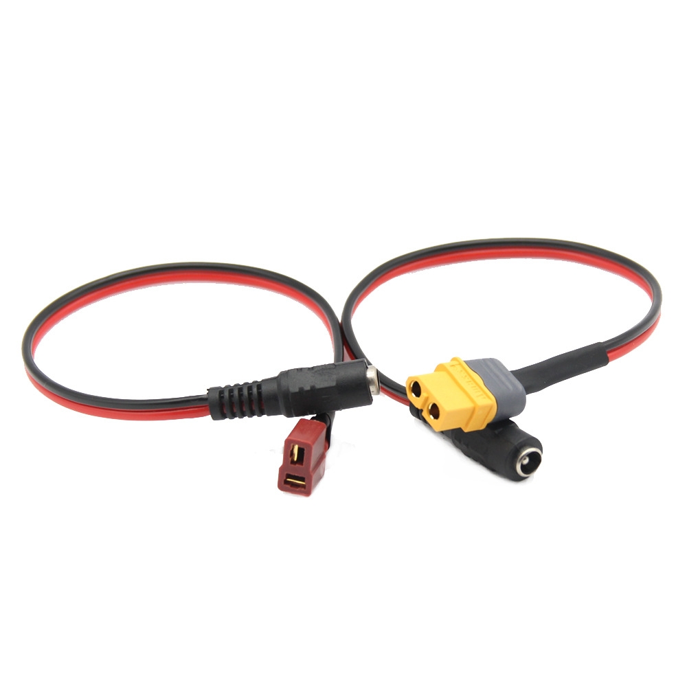 T Plug/XT60 Female Plug to DC5.5 2.1mm Female Adapter Cable 300mm For FatShark Skyzone FPV Goggles Battery Charging