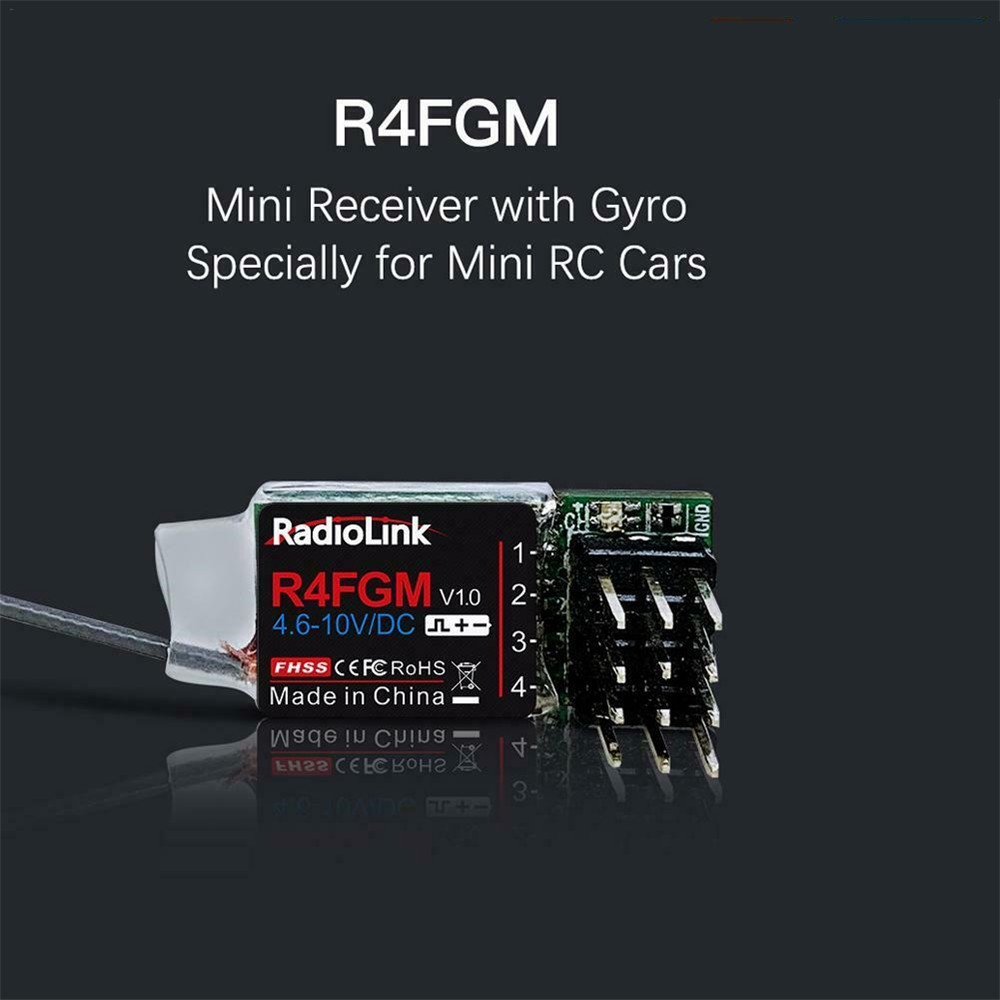 RadioLink R4FGM 4CH Receiver Integrated Gyro for RC MINI-Z Cars Boats RC4GS/RC6GS/RC4G