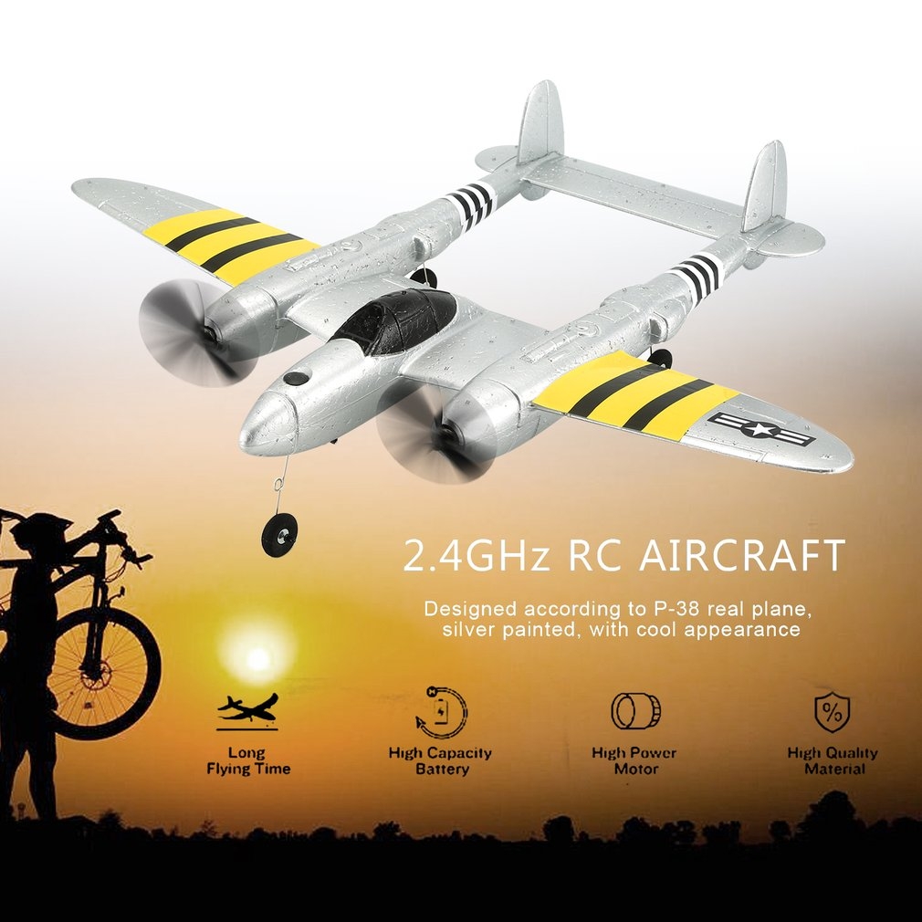 FX-816 P38 RC Airplane RTF 430mm Wingspan 2.4GHz 2CH EPP Aircraft Scaled Zoom Fixed Wing Outdoor Flight Remoted-controlled Plane Trainer