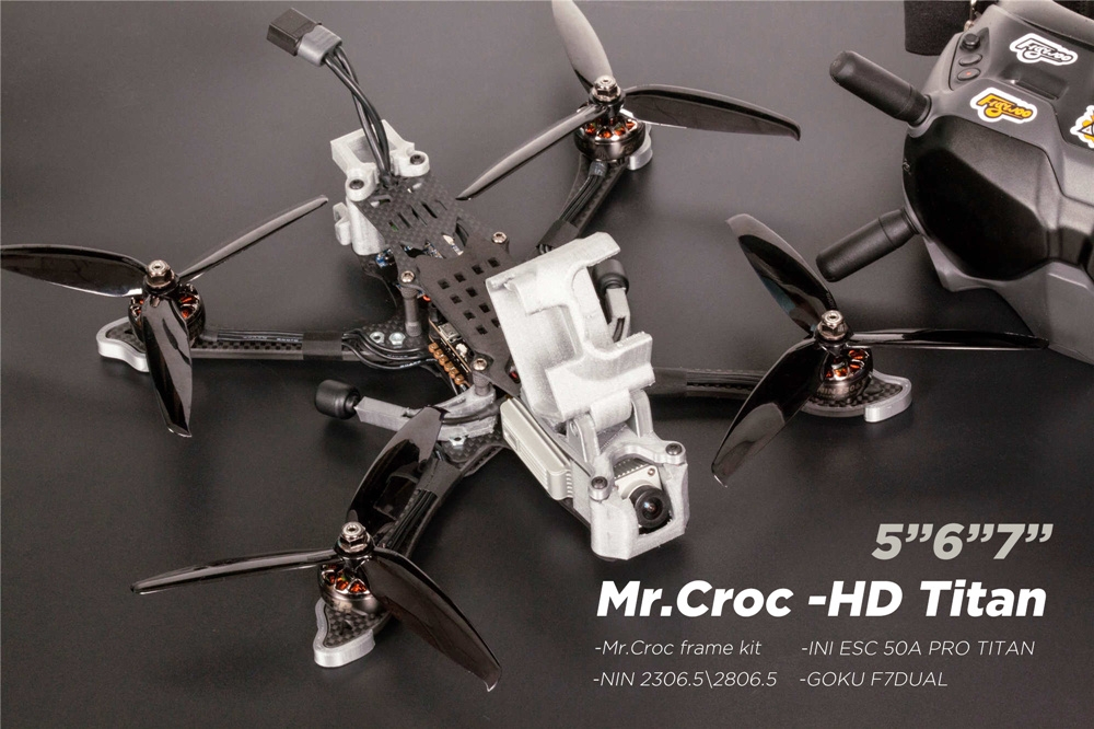 FLYWOO Mr.Croc HD 225mm 5inch 6inch 7Inch FPV FreeStyle Racing Frame Kit for DJI FPV HD