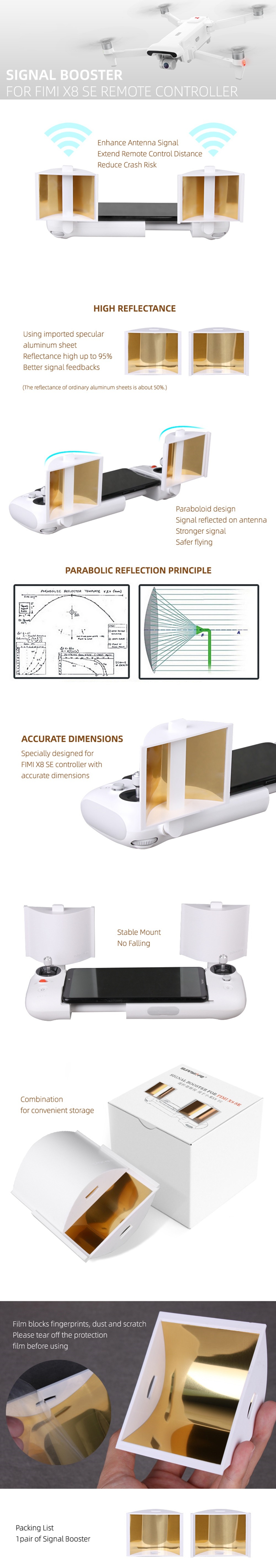 Sunnylife 1Pair Antenna Signal Booster for FIMI X8 SE Transmission