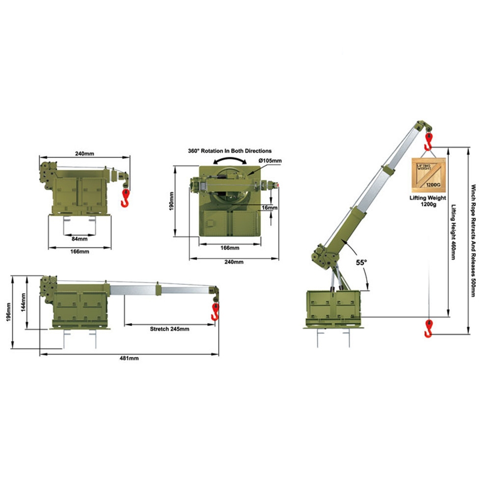 HG P802 1/12 Upgraded Crane Lifting Arm Assembly for RC Car Military Tractor Truck 8*8 DIY Spare Parts