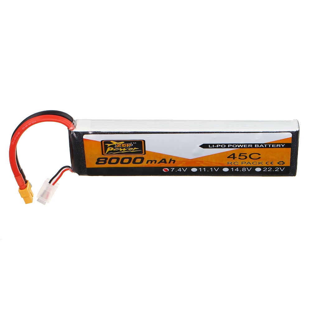 ZOP Power 7.4V 8000mAh 45C 2S Lipo Battery XT60 Plug for RC Racing Car