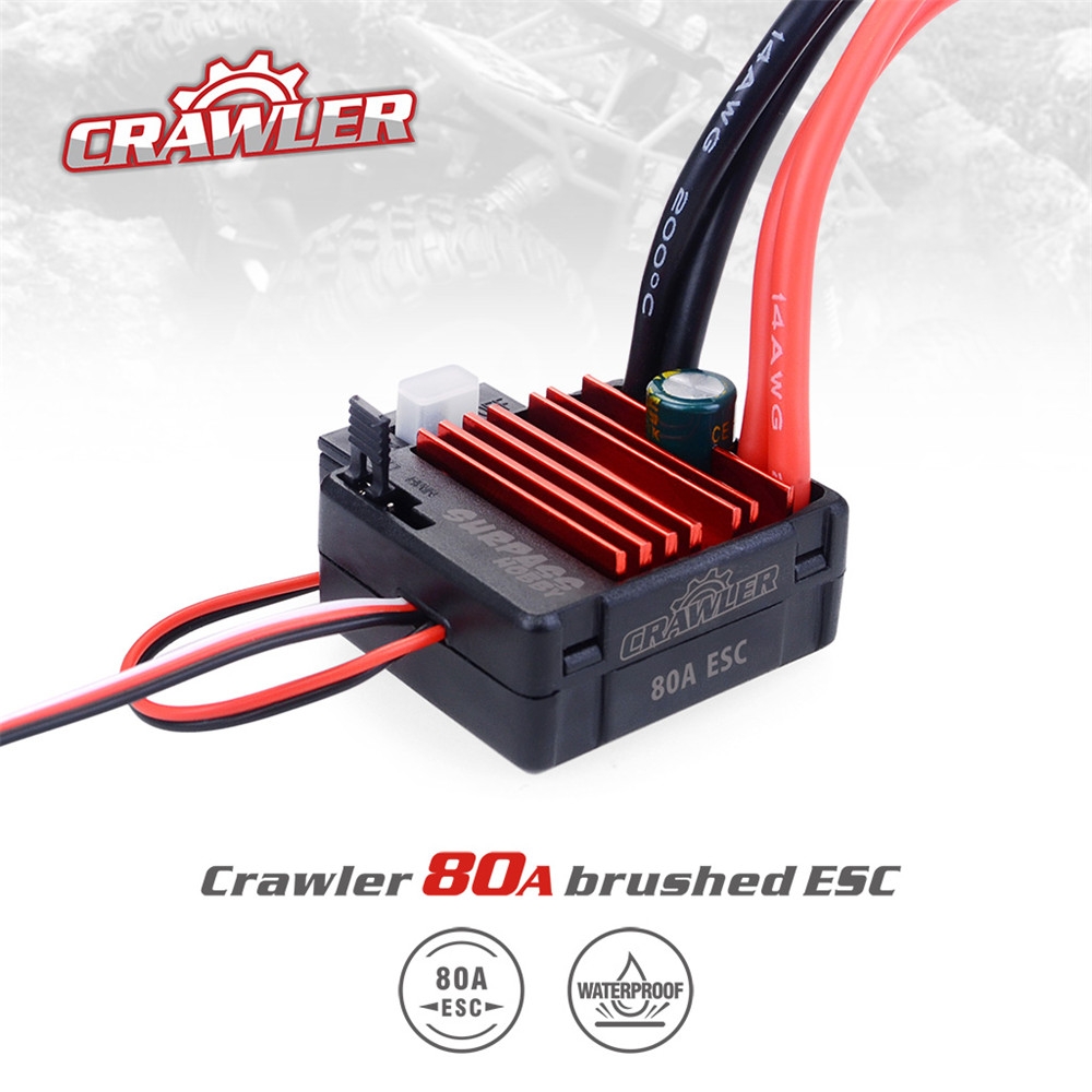 Surpass Hobby 80A Brushed Waterproof ESC Speed Controller for 1/10 RC Crawler Vehicles Parts