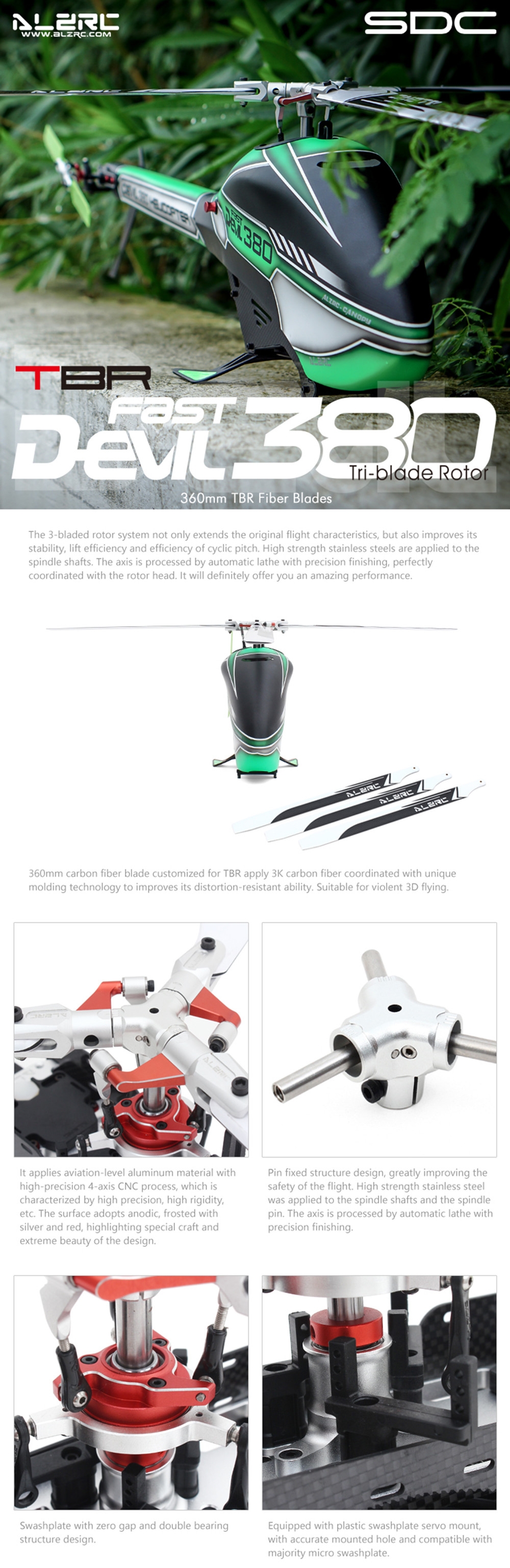 ALZRC Devil 380 FAST 6CH 3D Three Blade Rotor TBR RC Helicopter Super Combo