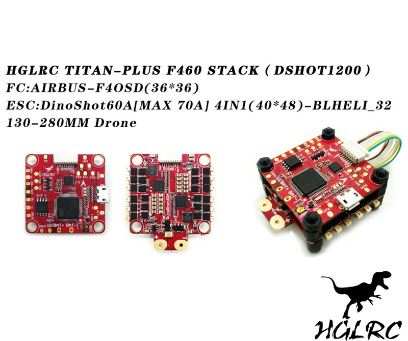 30.5x30.5mm HGLRC Titan Plus F460 Stack AIRBUS F4 Flight Controller OSD & Dinoshot 60A Blheli_32 ESC