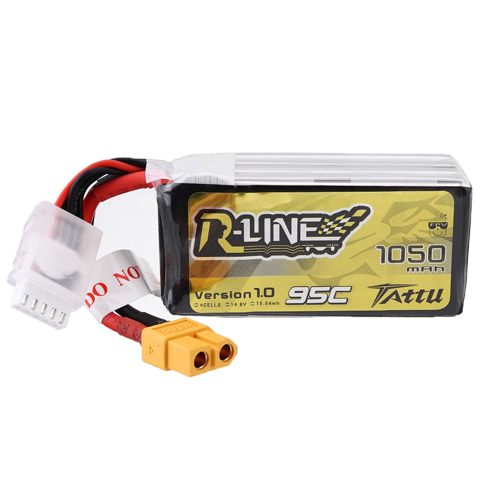 Tattu R-Line V1.0 14.8V 1050mAh 95C 4S Lipo Battery XT60 plug for FPV Racing Drone