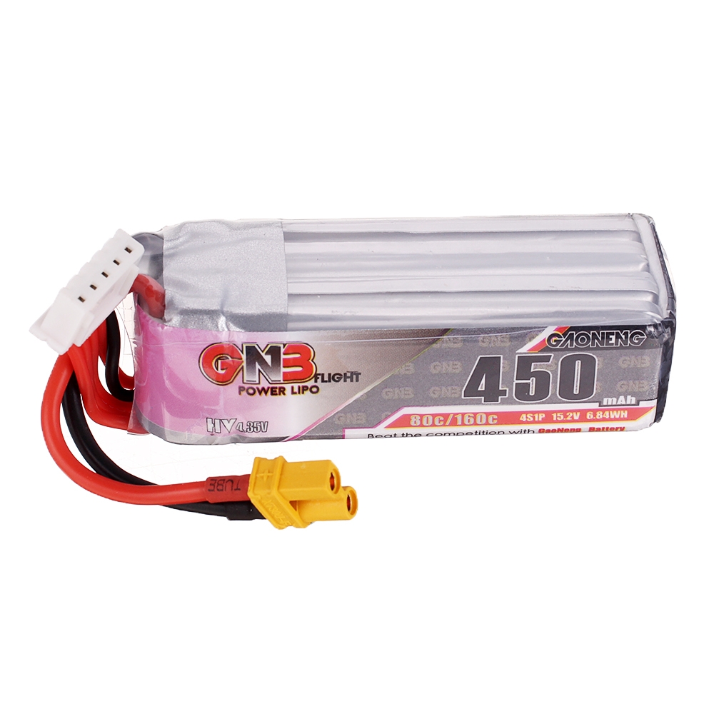 Gaoneng GNB 15.2V 450mAh 80C 4S HV 4.35V Lipo Battery XT30 Plug for FPV Racing Drone