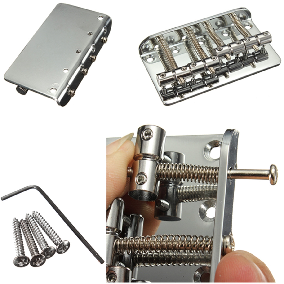 Zebra 4 String Bass Bridge Guitar Tremolo Bridge for Fender Jazz Bass Guitar with 5 Screws