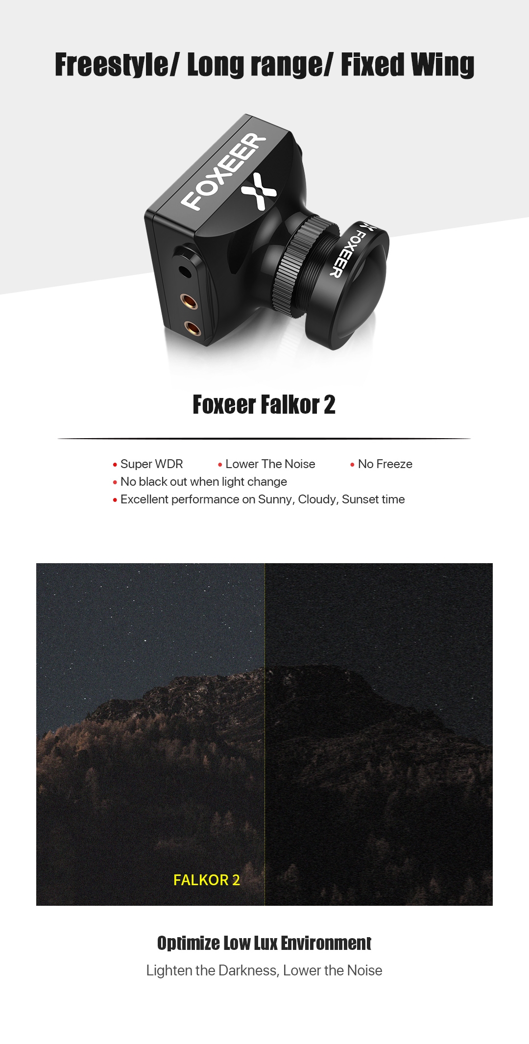 Foxeer Falkor 2 1200TVL FPV Camera Global WDR Freestyle Long Range for FPV Racing RC Drone