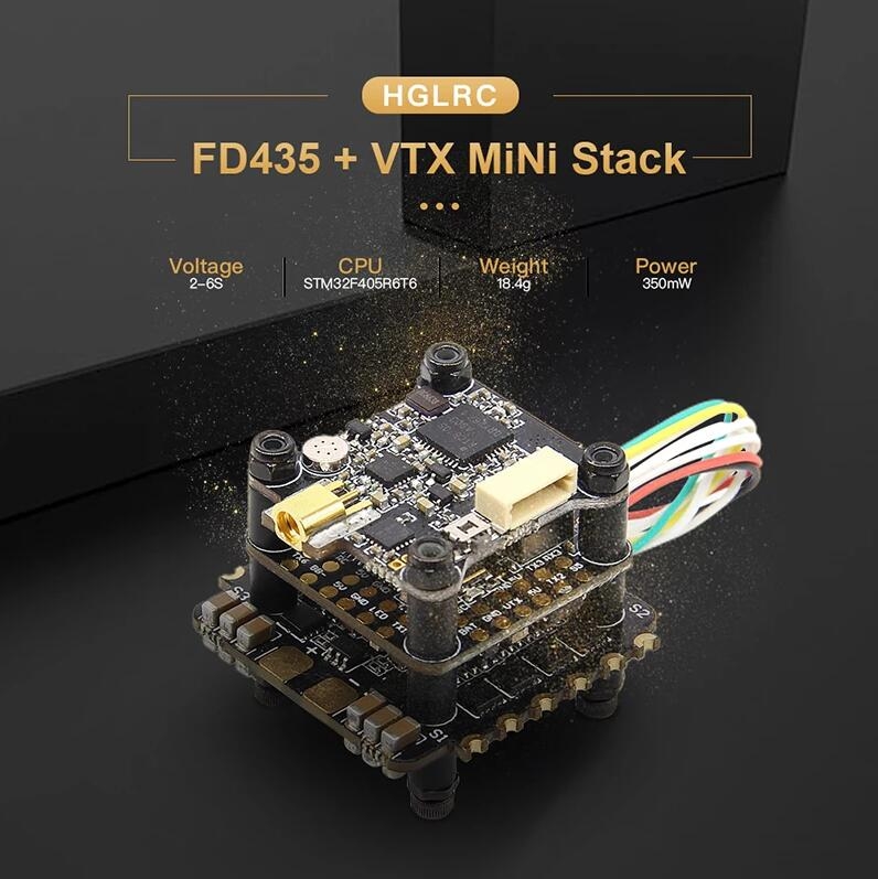 HGLRC FD435-VTX Stack FD F4 Mini Flight Controller 35A Blheli_32 3-6S 4 In 1 ESC 25-300mW VTX Mini 20X20mm