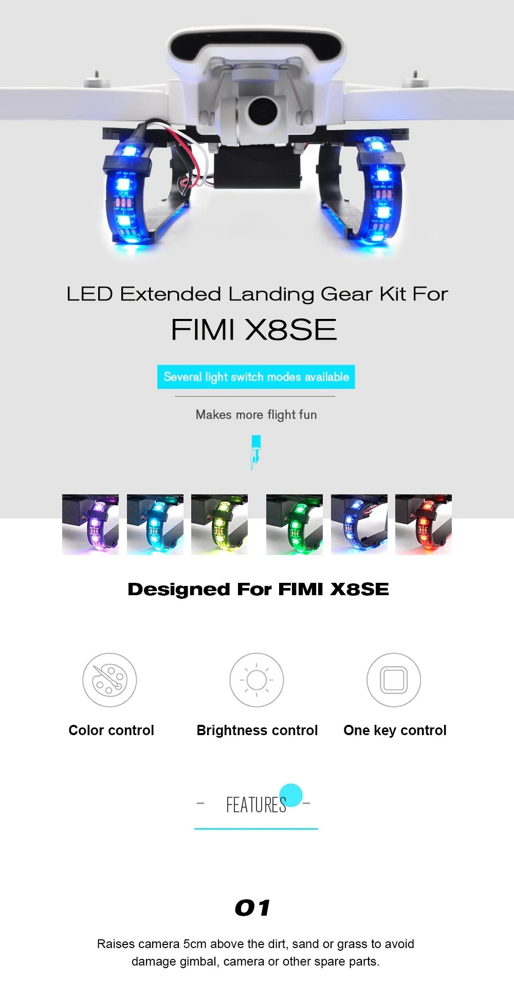STARTRC LED Landing Gear Set for Xiaomi FIMI X8 SE RC Quadcopter Drone