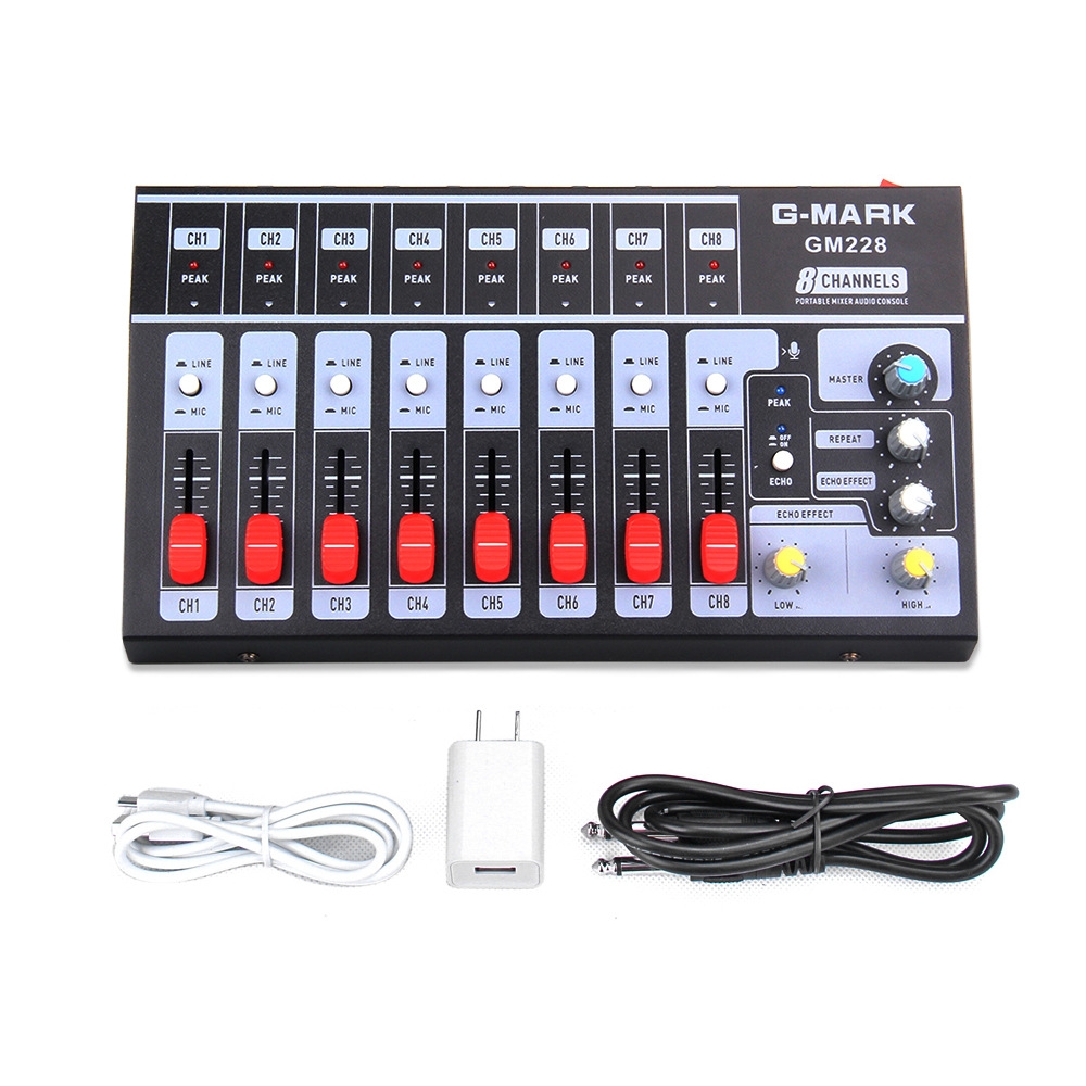 Gmark GM228 8 Channels Stereo Audio Sound Mixer Karaoke Mixer With USB