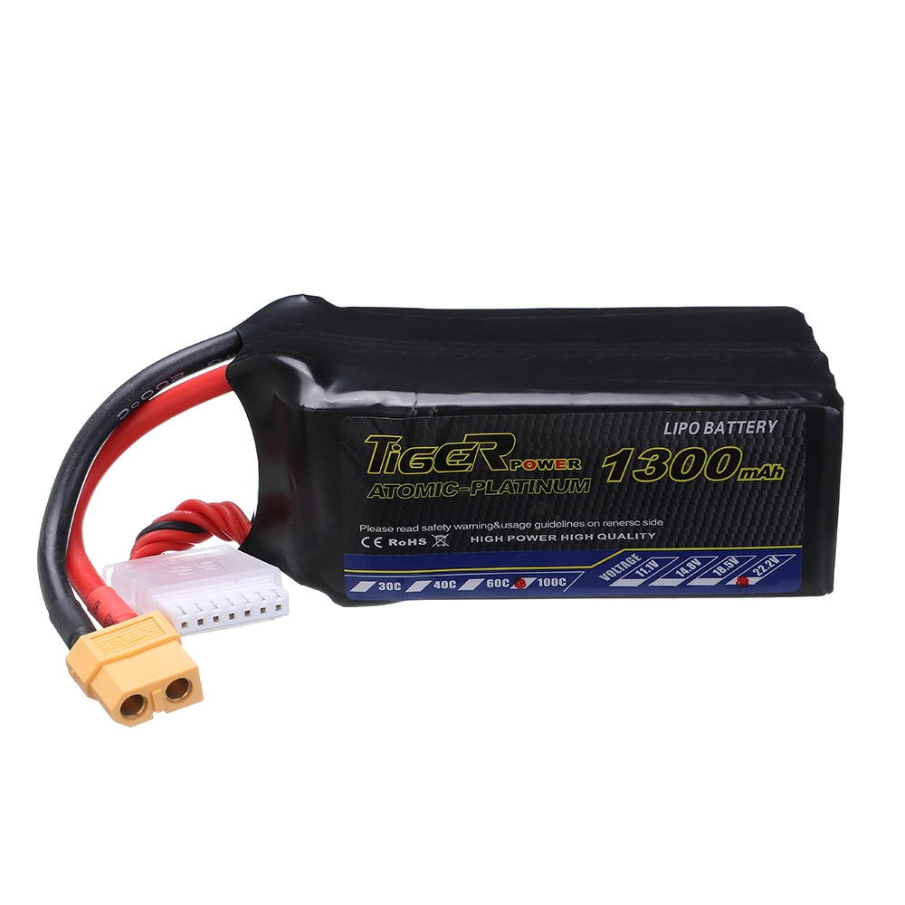 Tiger Power 22.2V 1300mAh 100C 6S Lipo Battery XT60 Plug for TurboBee 120RS FPV RC Drone