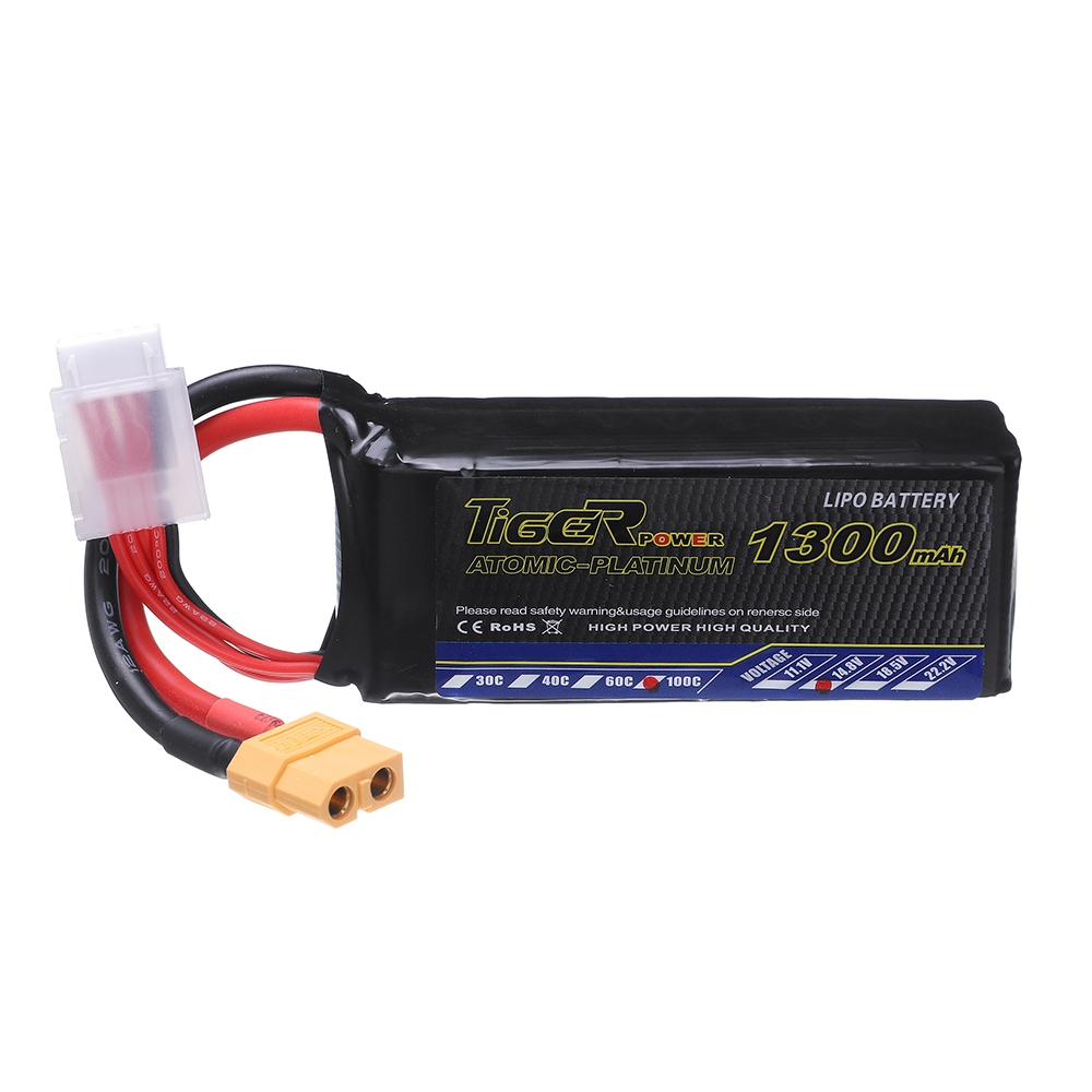 Tiger Power 14.8V 1300mAh 100C 4S Lipo Battery XT60 Plug for RC Racing Drone