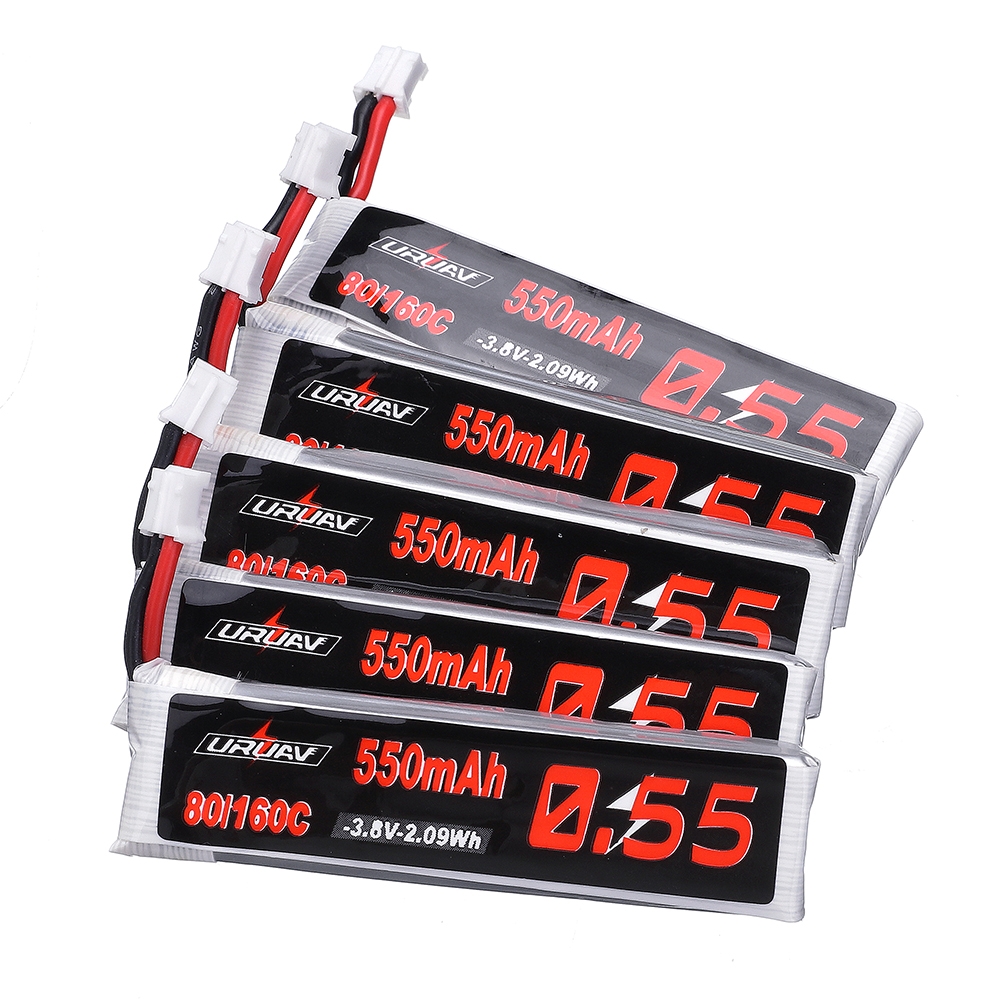 5Pcs URUAV 3.8V 550mAh 80C/160C 1S HV 4.35V PH2.0 Plug Lipo Battery