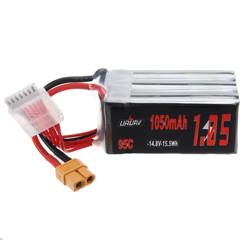 URUAV 22.2V 1050mAh 95C 6S Lipo Battery XT60 Plug for FPV Racing Drone