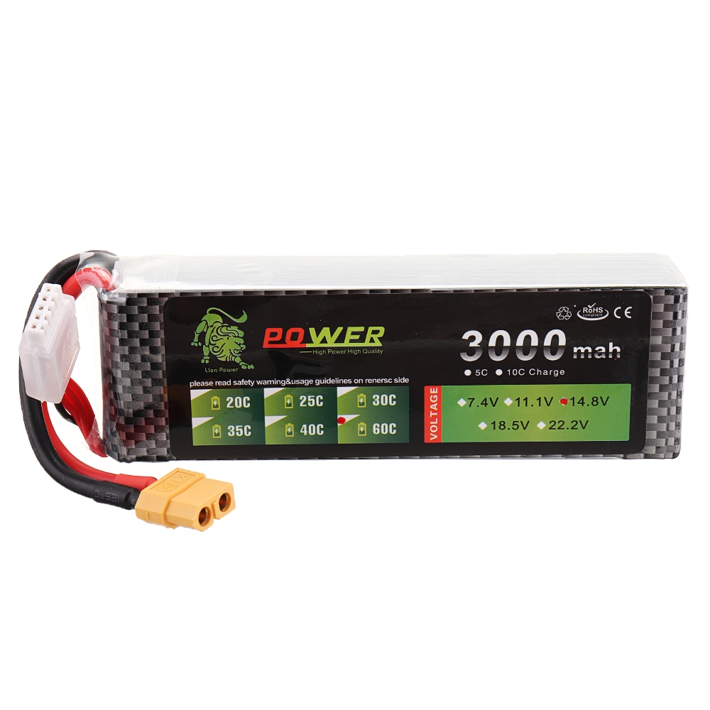 LION Power 14.8V 3000mAh 60C 4S Lipo Battery XT60 Plug for RC FPV Drone