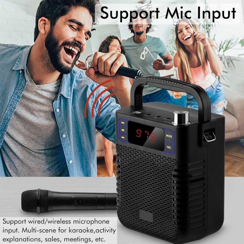 Haoyes V12 Bluetooth 4.2 1800mAh Support /TF/SD Card Wireless Portable Bluetooth Speaker/Microphone/UHF Headset Mic