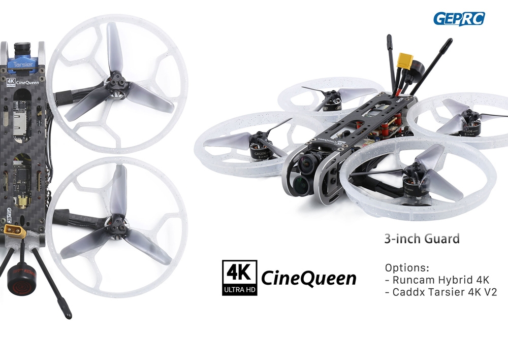 GEPRC CineQueen 4K 3inch Hybrid CineWhoop HD STABLE F4 5.8g 500mW VTX FPV Racing RC Drone PNP BNF