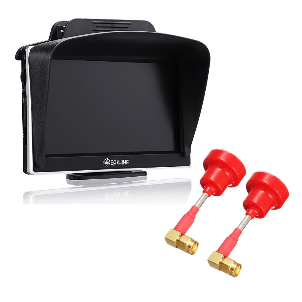 Eachine D-moni5 5 Inch 800*480 16:9 5.8Ghz 72CH Mini FPV Monitor DVR Built-in Battery + Realacc Pagoda RHCP Antenna 6.5cm for Car Monitoring RC Drone