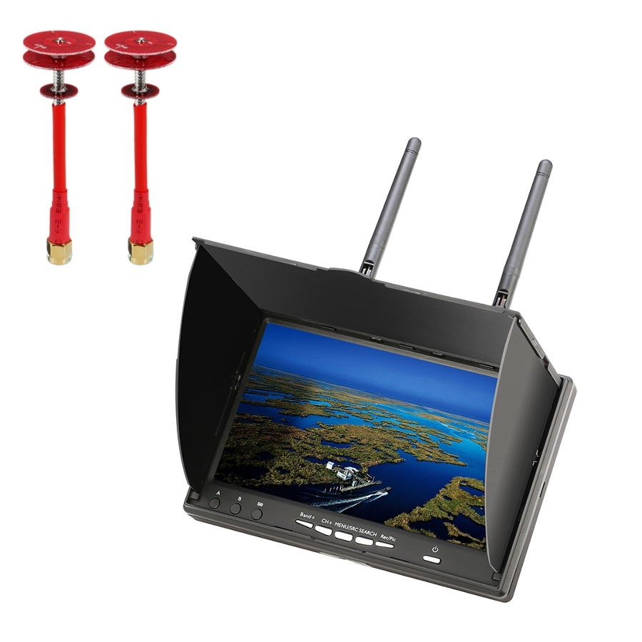 Eachine LCD5802D 5802 800*480 7 Inch 5.8G 40CH FPV Diversity Monitor with DVR Build-in Battery + Realacc 5.8Ghz Pogoda LHCP/RHCP Antenna