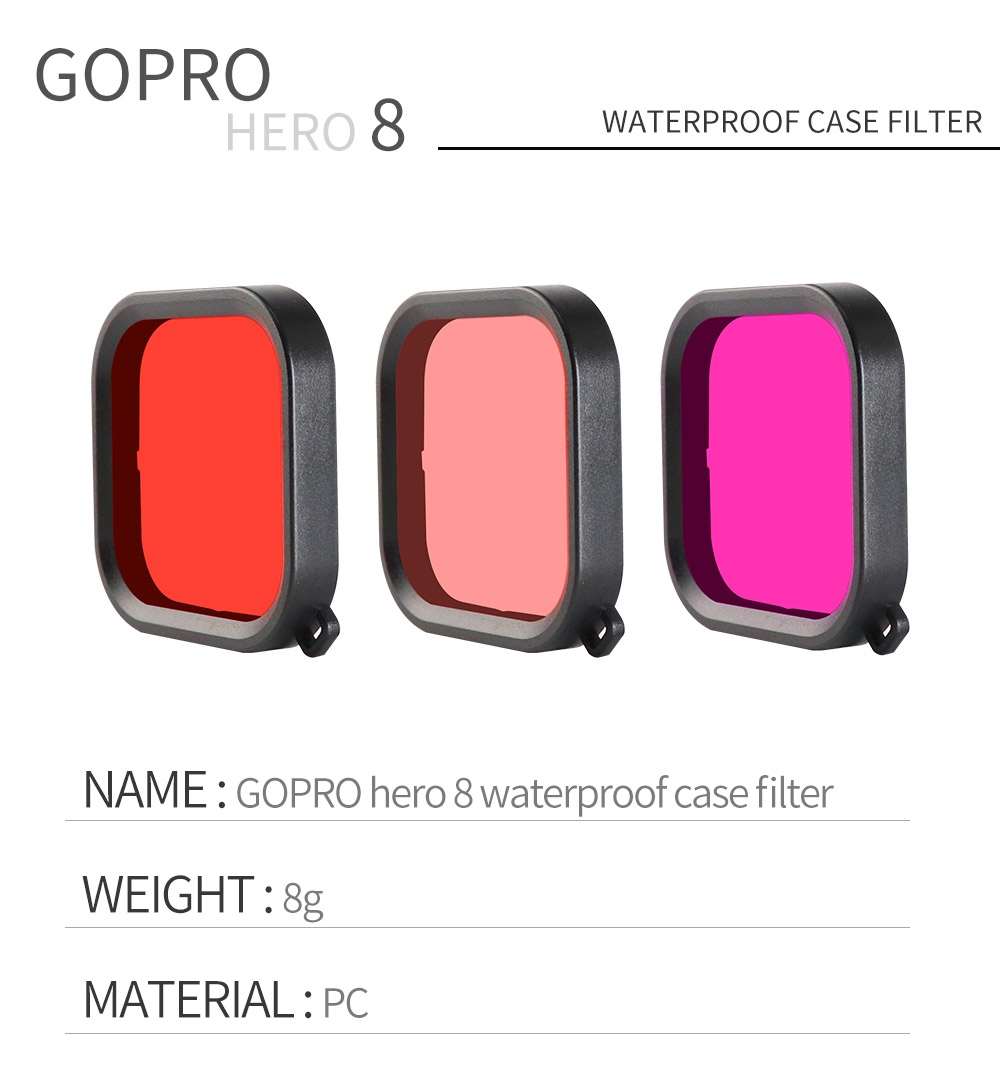 RUIGPRO Diving Lens Filter Red / Pink / Purple For GoPro Hero 8 FPV Action Camera