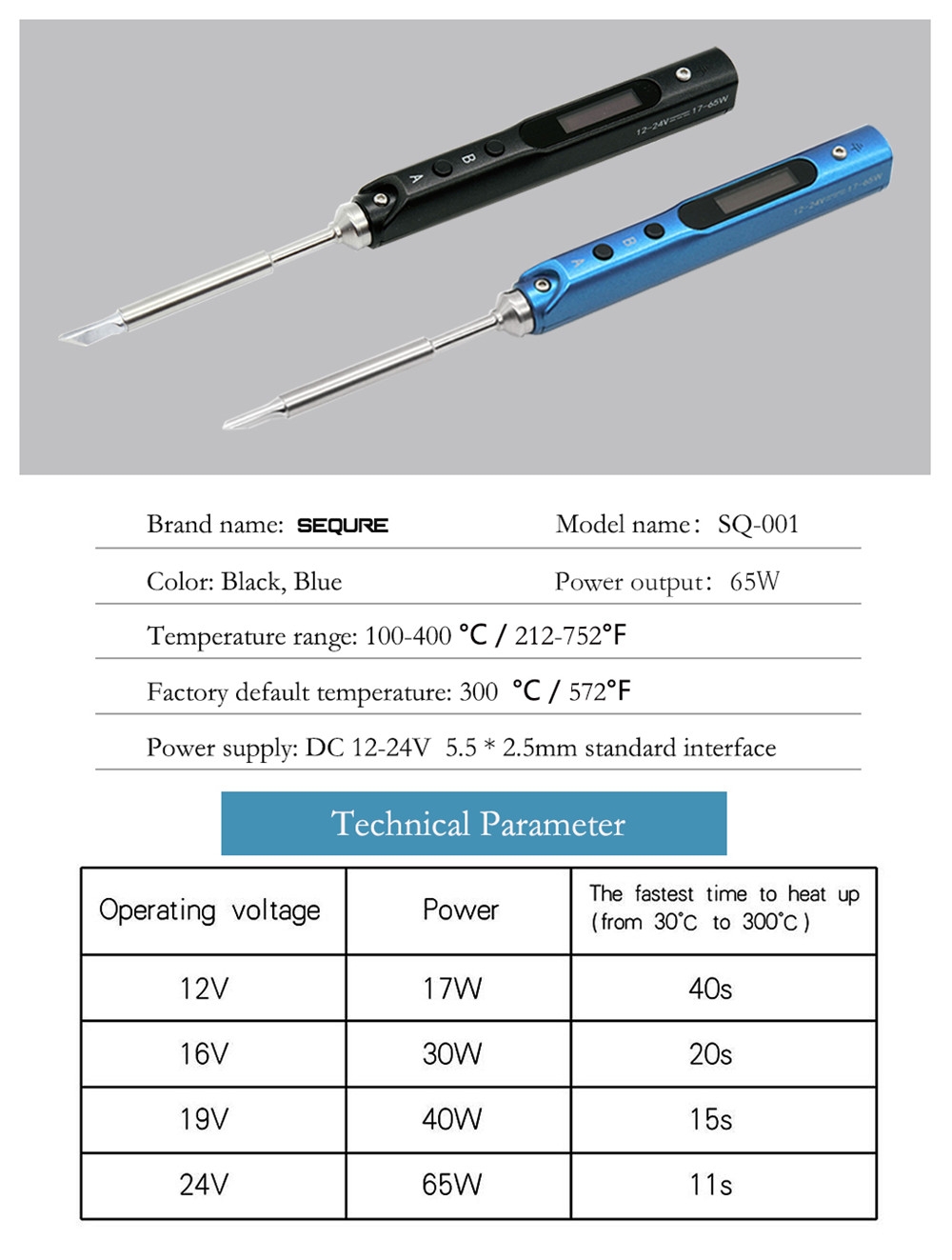 Flipsky TS100 Upgraded 65W Soldering Iron Station Digital OLED Programmable Interface DC5525 Built-in STM32 Chip