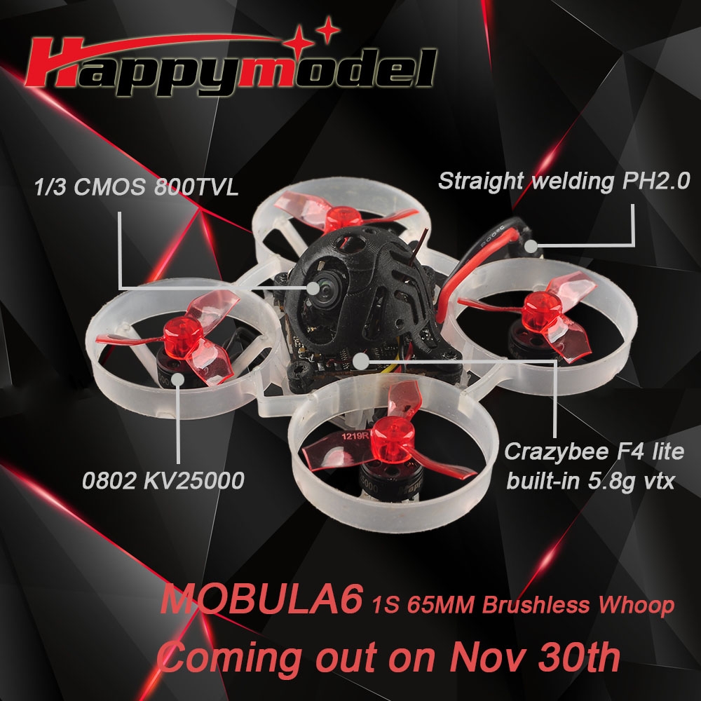 Only 20g Happymodel Mobula6 65mm Crazybee F4 Lite 1S Whoop FPV Racing Drone BNF w/ Runcam Nano 3 Cam