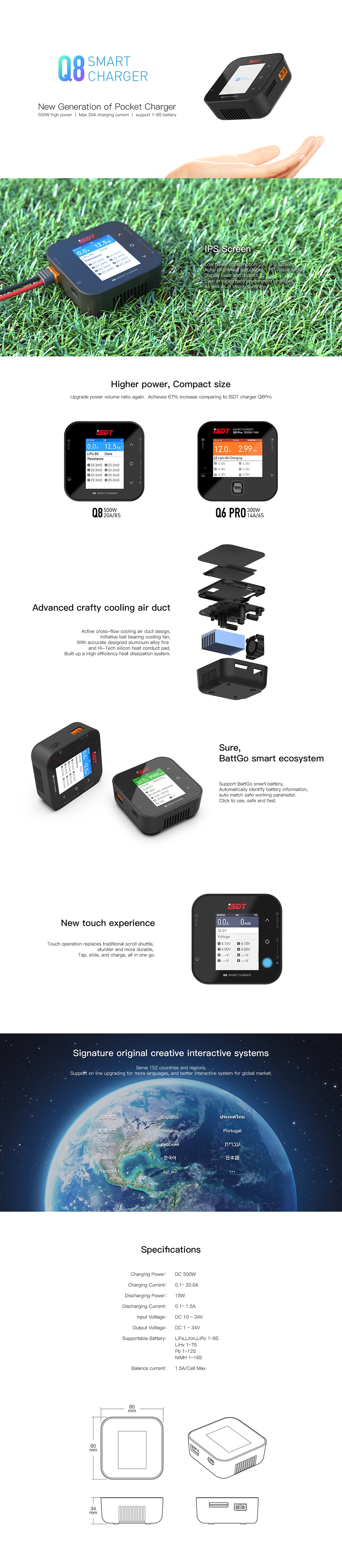 24%OFF for ISDT Q8 BattGo 500W 20A High Power Battery Balance Charger