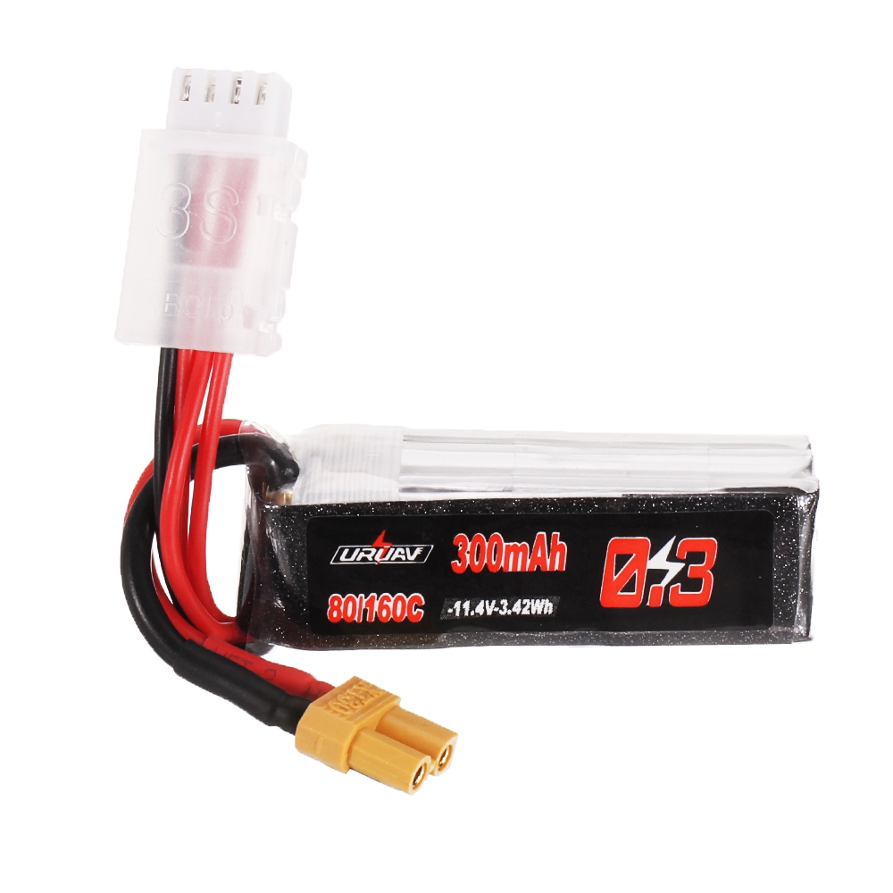 URUAV 11.4V 300mAh 80C/160C 3S Lipo Battery XT30 Plug for FPV RC Drone