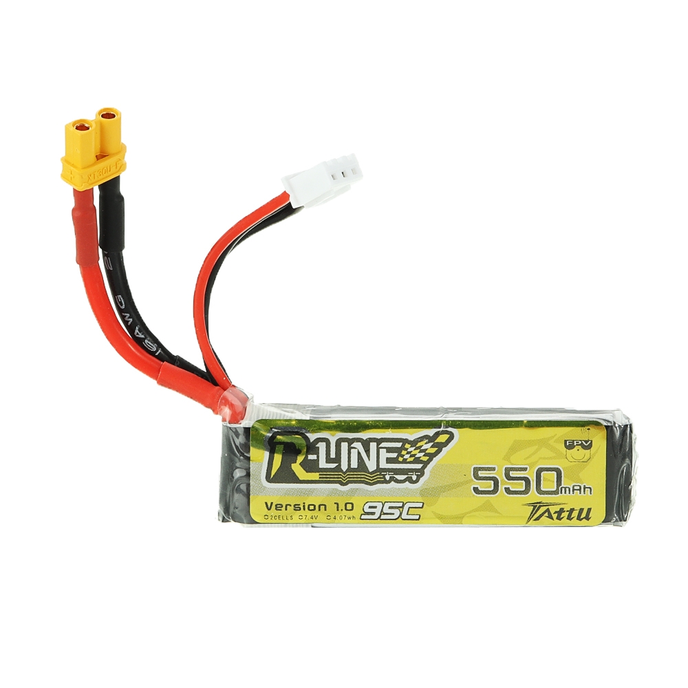 TATTU R-LINE V1.0 7.4V 550mAh 95C 2S Lipo Battery XT30U-F Plug For RC Drone